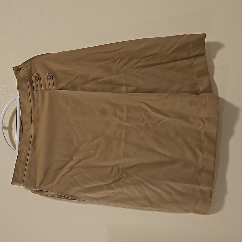 Lands End Khaki Below the Knee Uniform Midi Skirt